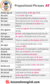 There are two types of prepositional phrases: Prepositional Phrases At Example Sentences Lessons For English