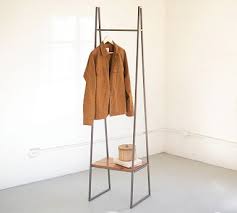 Metal Clothing Rack With Wooden Shelf