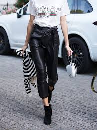 Wear with cold shoulder blouse How To Wear Leather Pants Like A Fashion Girl Who What Wear