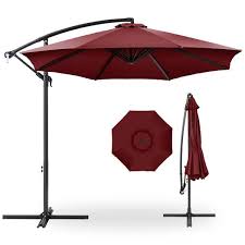Best Choice S 10ft Offset Hanging Outdoor Market Patio Umbrella W Easy Tilt Adjustment Burgundy