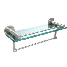 Allied Brass Fresno 16 In Glass Shelf With Vanity Rail And Integrated Towel Bar