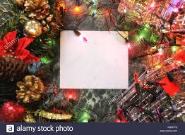 Christmas Background Blank Paper And Decoration With Garland Stock
