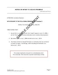 Notice To Vacate The Property Legal Documents