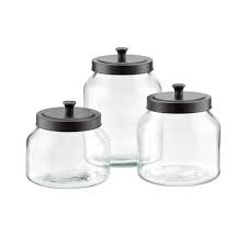 Glass Canisters With Matte Black Lids
