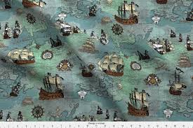 Amazon Com Spoonflower Ship Map Fabric Sailing Map