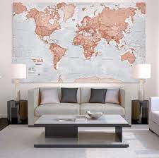 Art Wall Map Red Canvas
