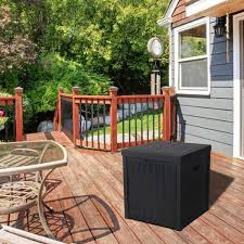 Suncrown 51 Gal Square Black Resin Deck Box With Handles