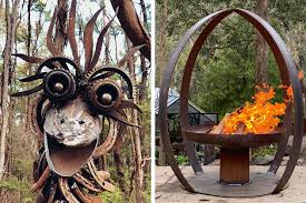 recycled metal sculptures and garden art