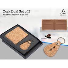 cork dual set wallet with keychain in