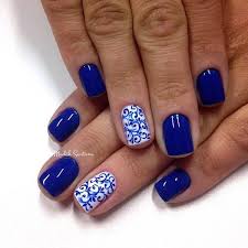Let's welcome the magic of pink, blue and white in a stunning pastel appeal right to your fingertips this spring season. 50 Blue Nail Art Designs Cuded Blue Nail Art Designs Lace Nails Blue Nails