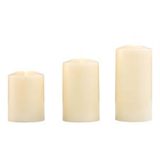 3 Led Pillar Candles White