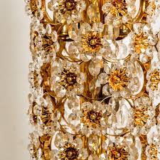 Gold Plated Flower Crystal Light Fixtures From Palwa 1970s Set Of 4 For Sale At Pamono