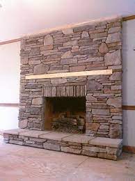 Stone Veneer Brick Fireplace Makeover