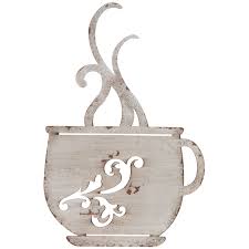 antique white coffee cup metal wall