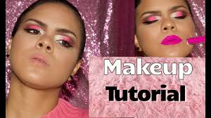 pink makeup tutorial in tan skin