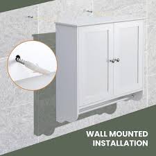 Wellfor 24 In W X 8 5 In D X 24 In H White Bathroom Storage Wall Cabinet With Towel Bar