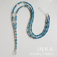 inka rosary style turquoise beaded necklace