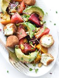 beet avocado and fried goat cheese