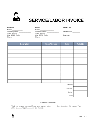 labor invoice template pdf