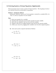 Linear Equations Algebraically