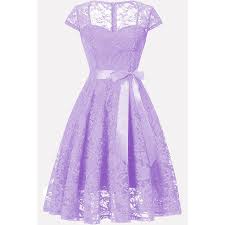 Chic Square Neck Tied Cap Sleeve Light Purple Party Lace Dress 2lac47095 Modagal Com