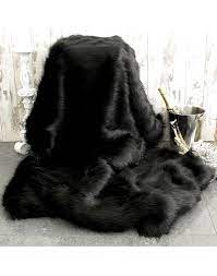 black bear faux fur throw large black