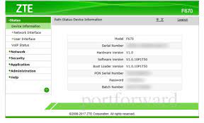 The default zte f670 router password is: Simple Instructions To Help Setup A Port Forward On The Zte F670 Router