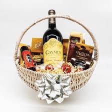 caymus wine with cheese gift basket