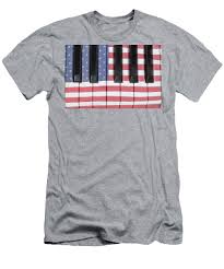 Patriotic Piano Keyboard Octave Mens T Shirt Athletic Fit