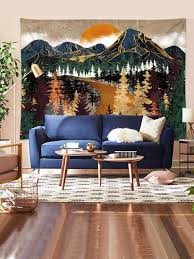 1pc Mountain Sun Forest Tree Tapestry