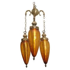 Amber Glass Chandelier Or Swag Lamp