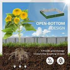 Outsunny Green Metal Raised Garden Bed