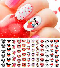 Mickey Mouse & Minnie Mouse Valentines Day Waterslide Nail Art Decals -  Salon Quality- Buy Online in India at Desertcart - 184089841.
