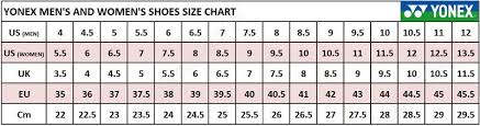 Yonex Shoe Size Chart Www Bedowntowndaytona Com