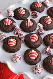 peppermint chocolate thumbprint cookies