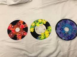 hand painted vinyl records 70s themed