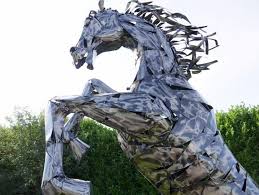 Extra Large Rearing Horse Garden Statue