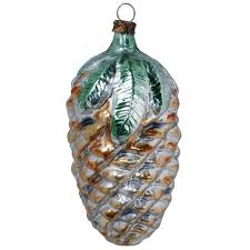 Golden Pine Cone Blown Glass Ornament