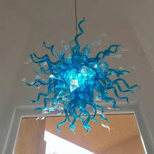 Hot Sale Clear And Turquoise Glass Chandelier Pendant Light Style Hand Blown Glass Chandelier Led Living Room Dining Room Lighting Small Exterior Pendant Lights Oil Rubbed Bronze Pendant Light From Longreelight 430 56