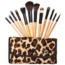 makeup brushes set with leopard case