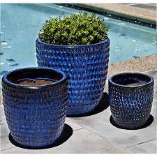 Outdoor Ceramic Planters Royal Blue