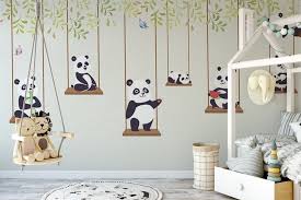 kids wallpaper panda wall mural nursery