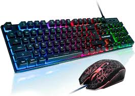 Amazon Com Flagpower Gaming Keyboard And Mouse Combo Rainbow Backlit Mechanical Feeling Keyboard With 4 Colors Breathing Led Backlight Mouse For Pc Laptop Computer Game And Work Computers Accessories