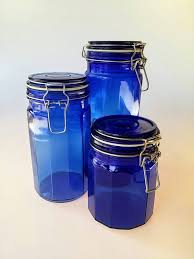 Blue Canister Glass Kitchen Canisters