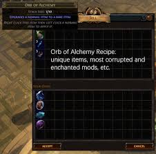 orb of alchemy recipe poe vendor