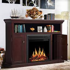 jamfly electric fireplace tv stand wood