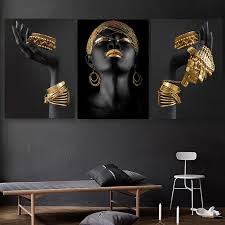 Black Gold African Woman Oil Painting