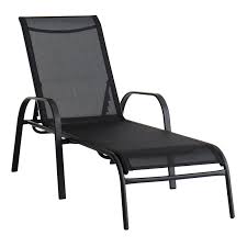 Stackable Black Sling Outdoor Chaise