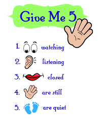 Give Me 5 Obedience Chart For Class Settings Or Group