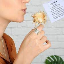dandelion flower spinner ring women s